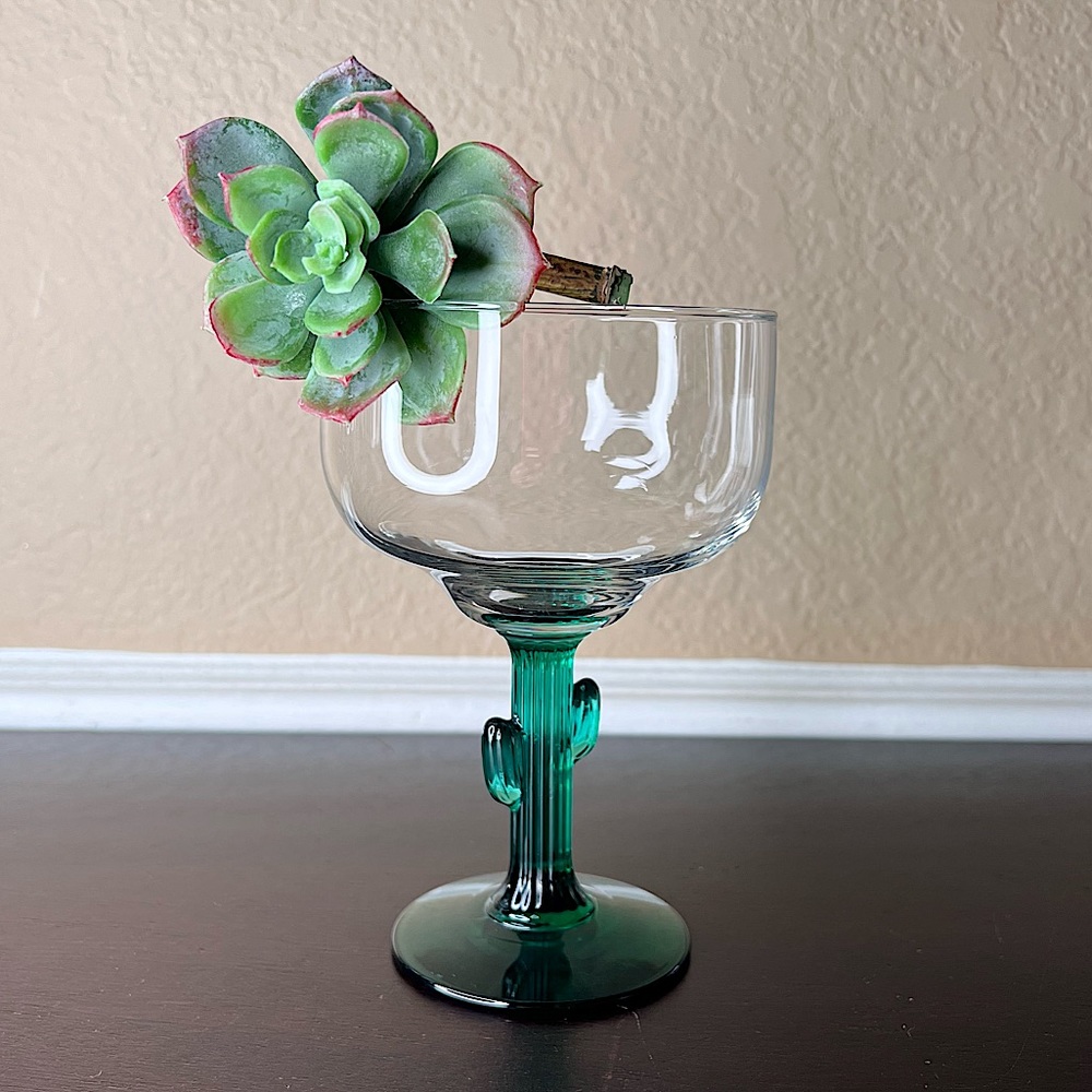 Vintage 1990’s Libbey Saguaro Cactus 12 oz Margarita Glasses, Barware, Southwest